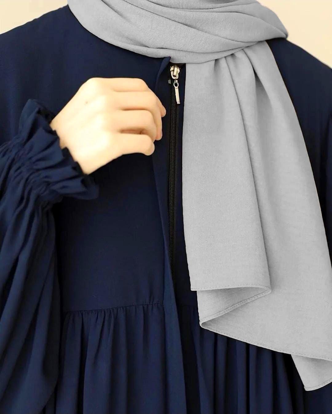 Navy Blue Georgette Abaya with Stroller | Full-Length Modest Dress