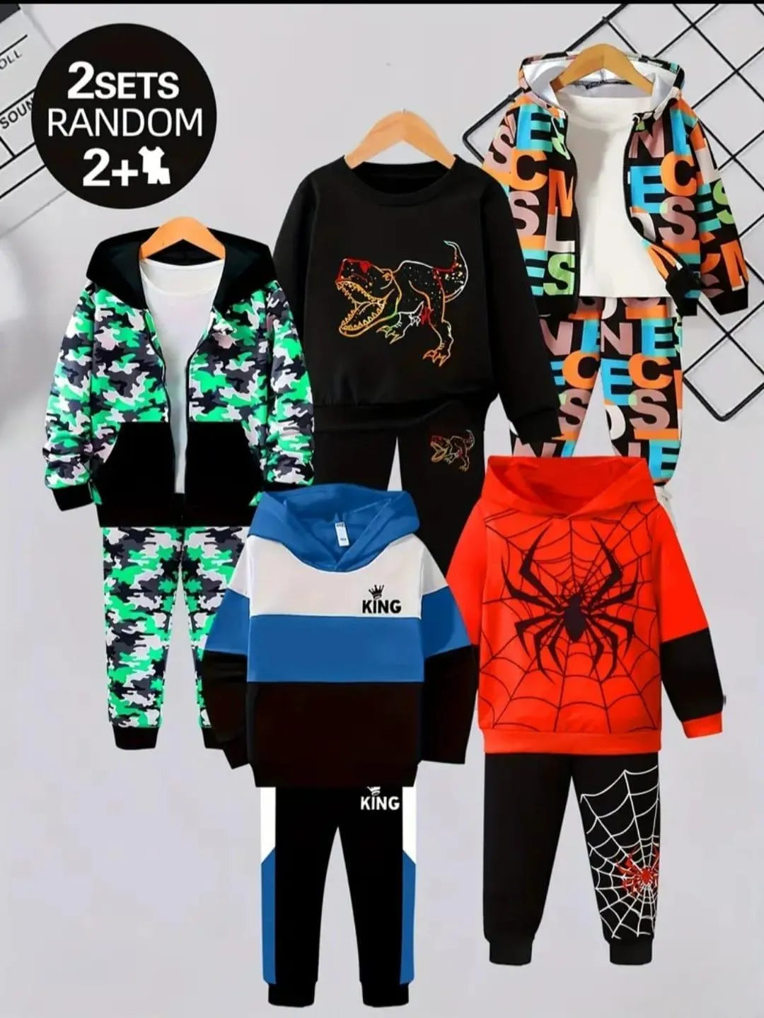 Boys Winter Tracksuit – 2 Sets (4 Pcs) | Warm Fleece | Printed | Samina Fashion