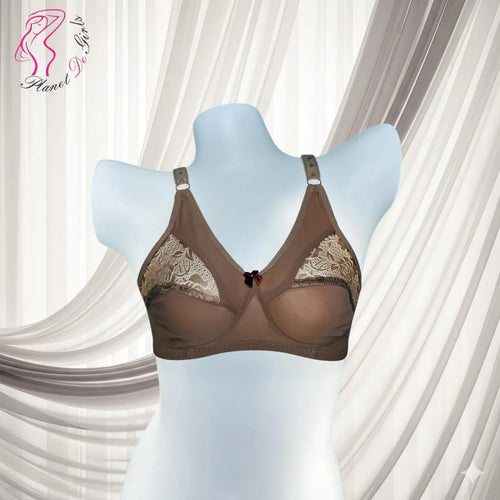 Brown Malai Jersey Full Cup Bra with Net Design