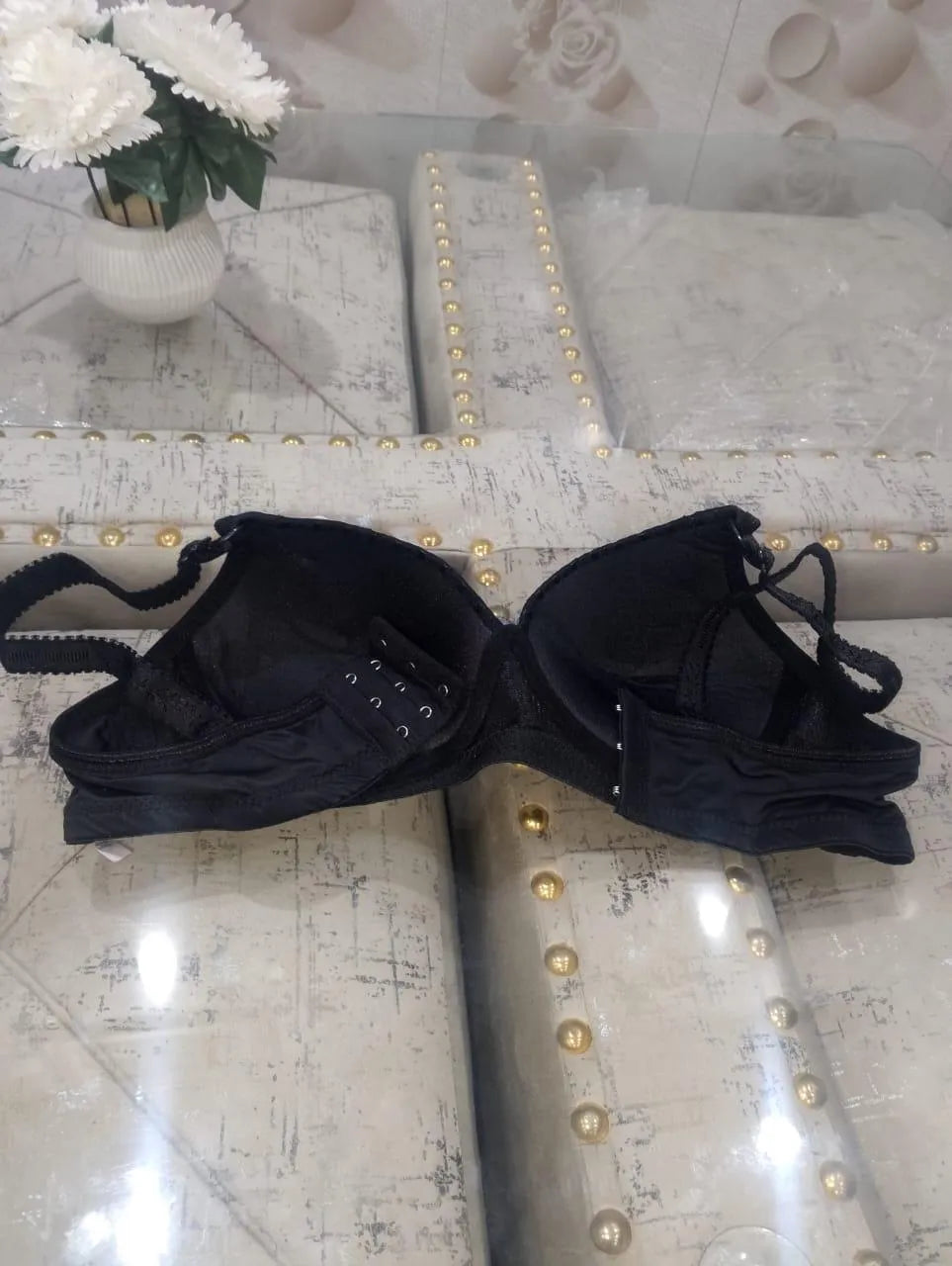 Classic Black Spandex Padded Bra - Smooth Plain Design (B Cup, Sizes 36-42)