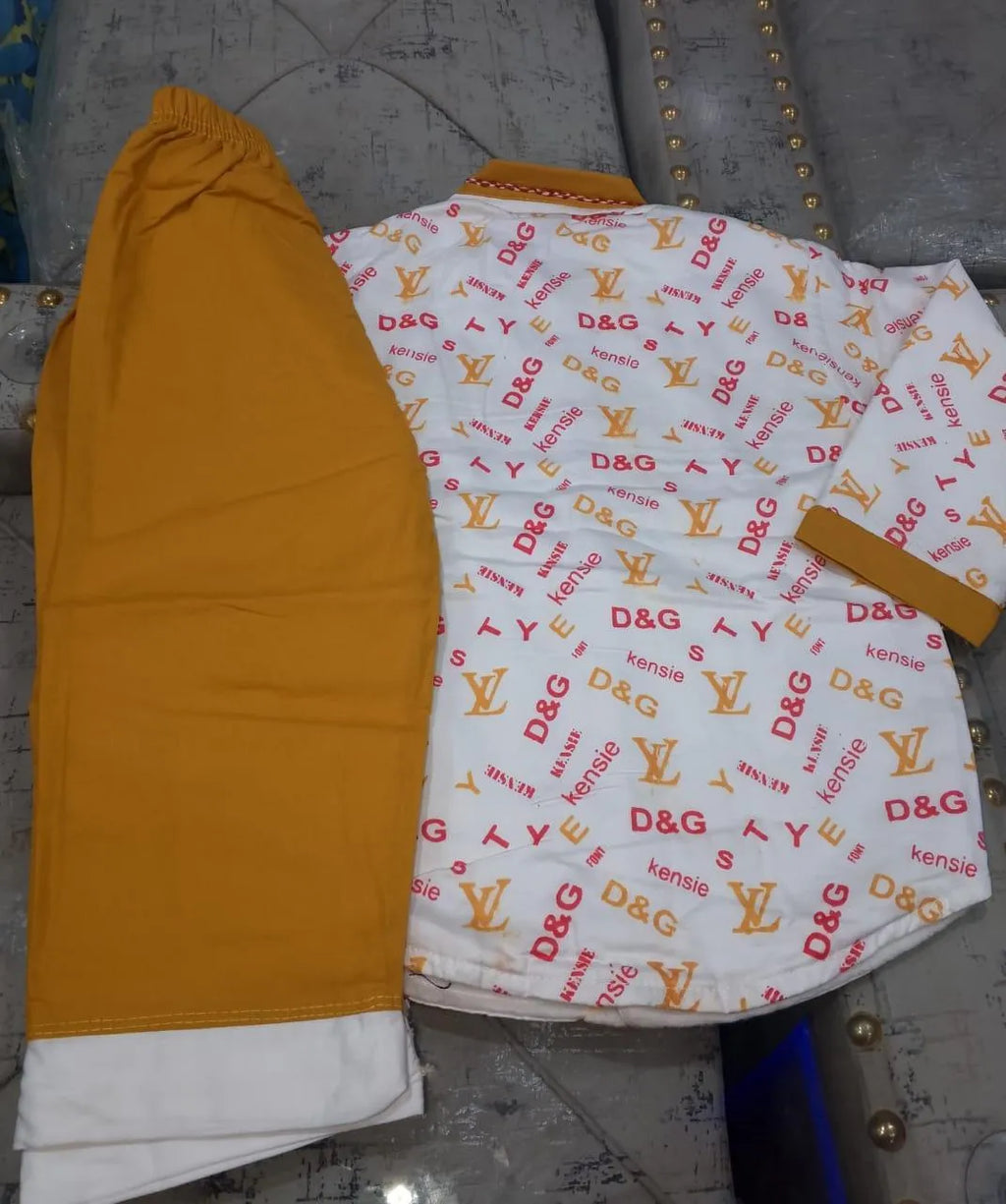 Boys' Embroidered Winter Suit - 2 Piece Fleece-Lined Set (Yellow & White)