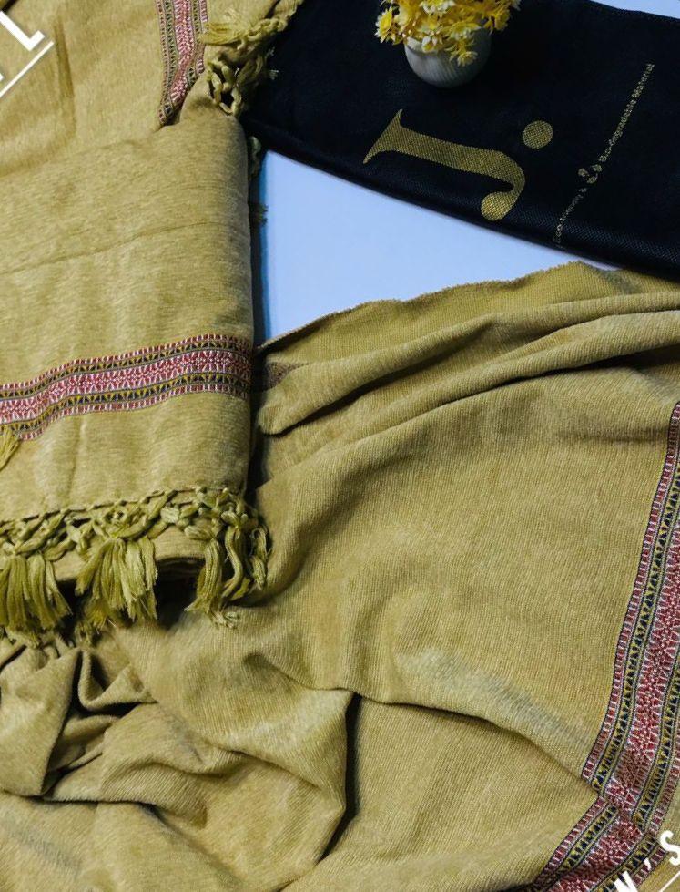 J. Junaid Jamshed Men's Mustard Shawl - Premium Winter Fabric with Border