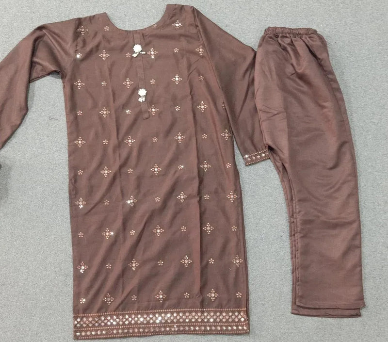 Elegant Mustard Wool 3-Piece Stitched Suit (Embroidered) with Linen Dupatta