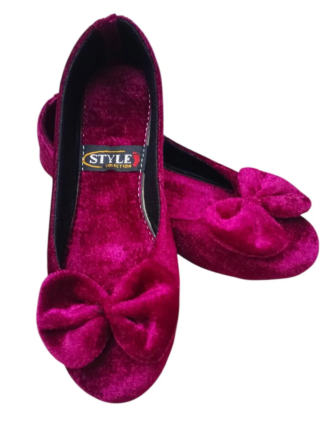 Women's Maroon Velvet Pumps Bow Shoes | Buy Online UAE Saudi Qatar Bahrain | Samina Fashion